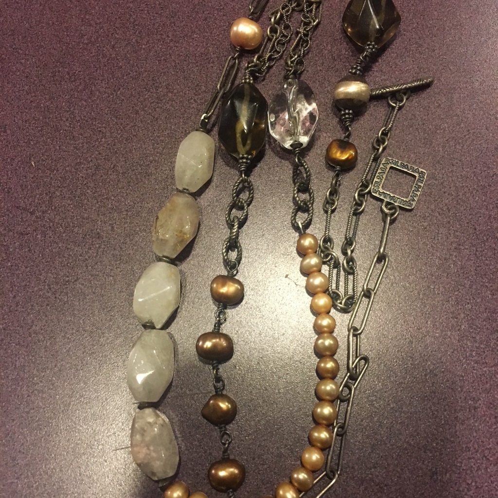 Silpada Long Champagne Pearl & Quartz Necklace